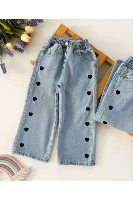 Kalp Nakışlı Kız Jean