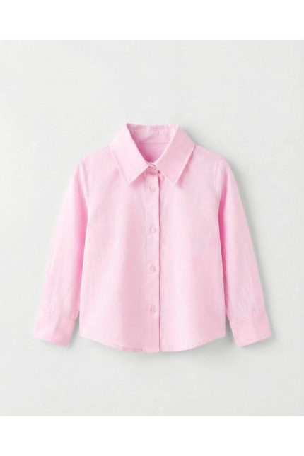 KETEN KIZ PEMBE GÖMLEK